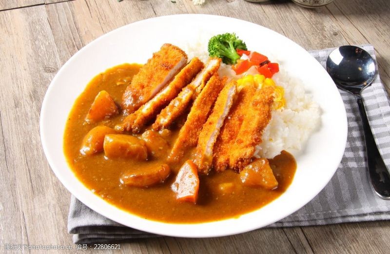 咖喱猪排饭图片素材