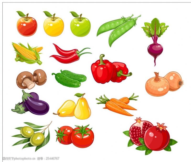 卡通石榴矢量蔬菜水果