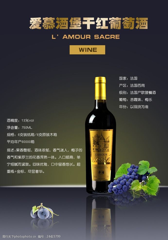 葡萄酒介绍红酒葡萄酒海报宣传页