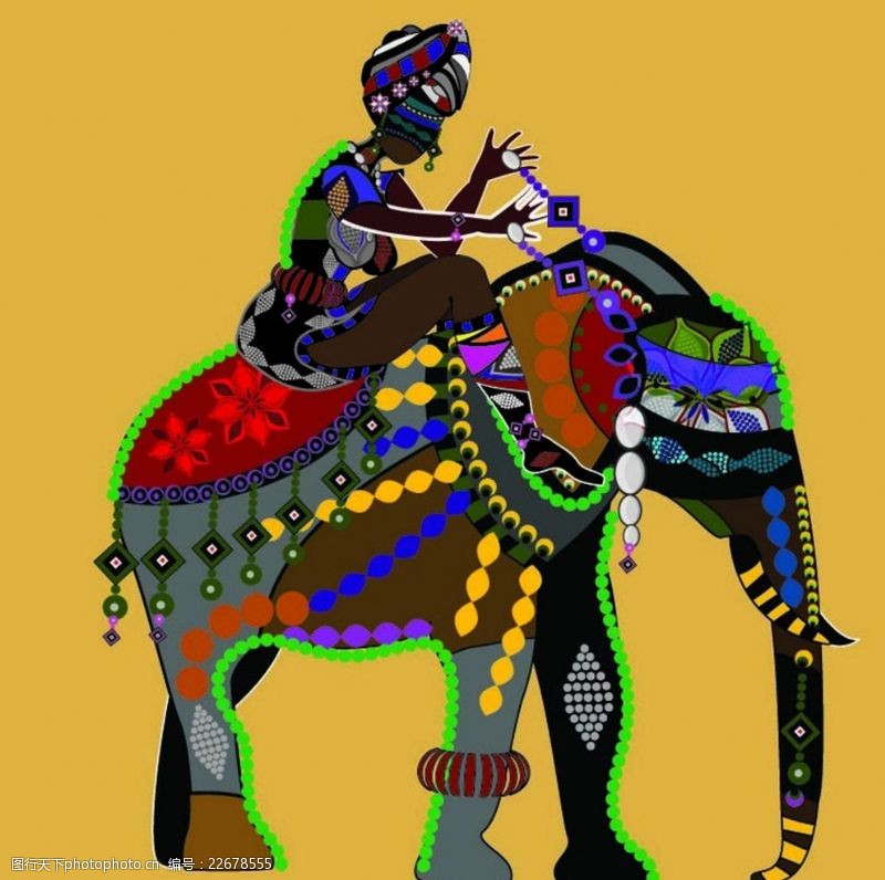 art印度骑象女人