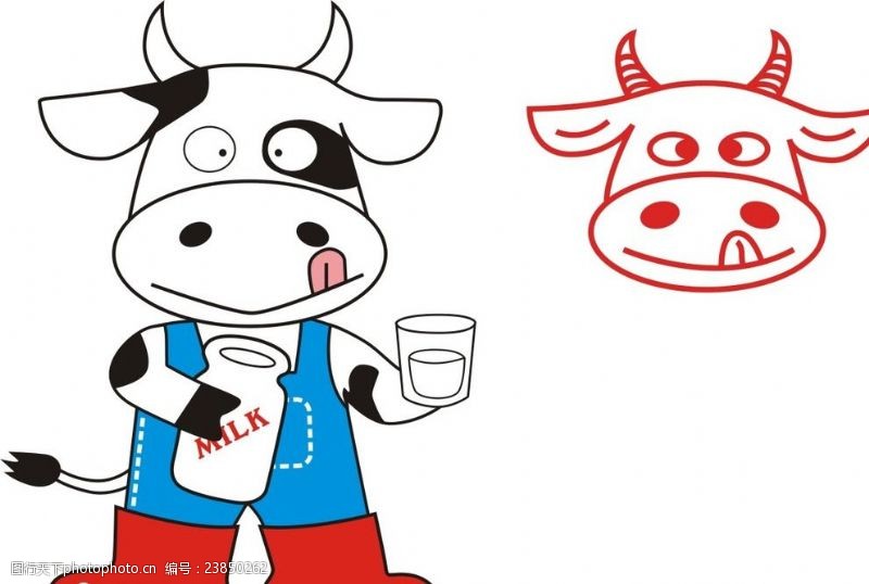 卡通小牛奶牛卡通