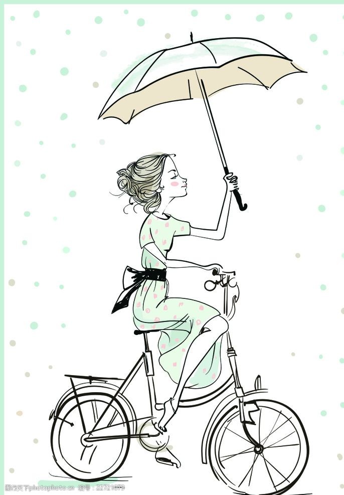 矢量打伞的女人打伞的时尚女孩插画