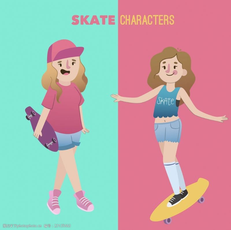 滑浪女性角色滑冰