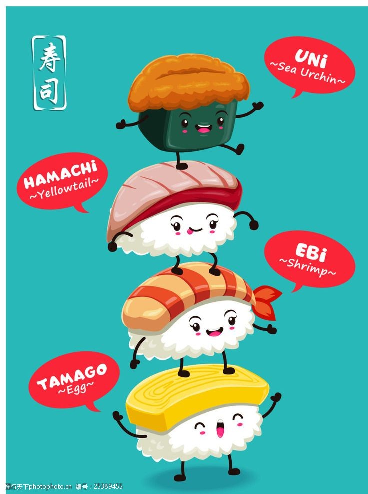日本文化可爱卡通寿司