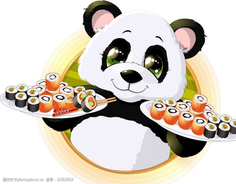 卡通熊猫寿司熊猫