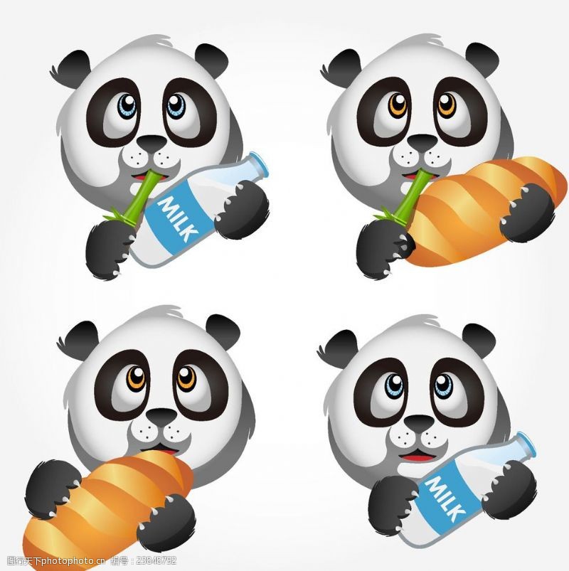 卡通熊猫熊猫吃东西