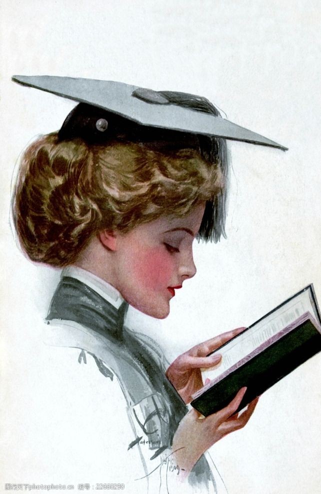 读物油画水彩素描看书女士阅读