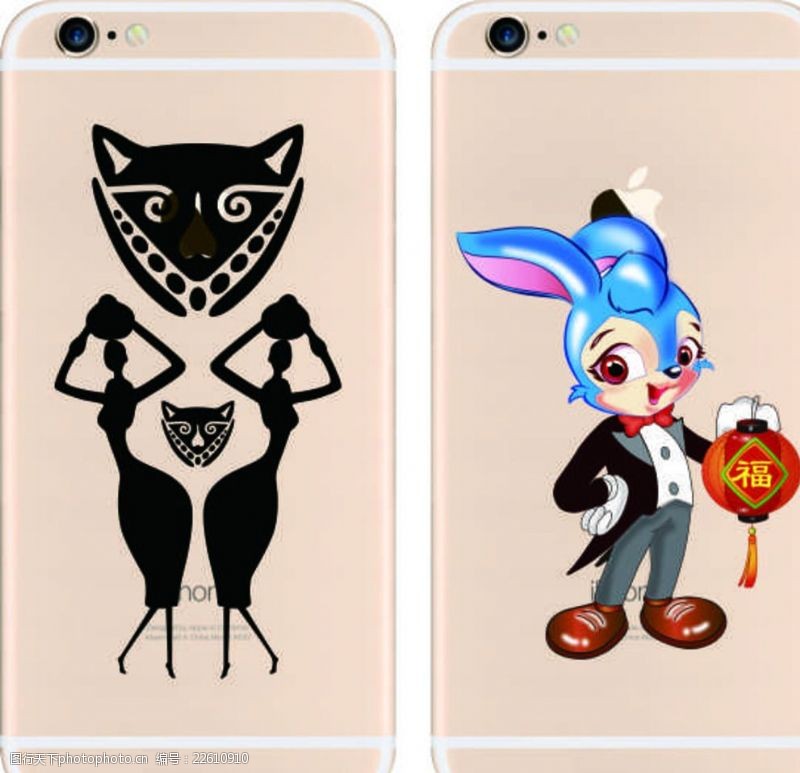 兔子印花彩绘手机壳时尚手机套彩印