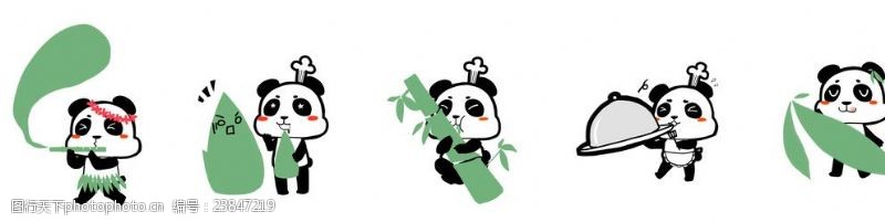 卡通熊猫熊猫家族