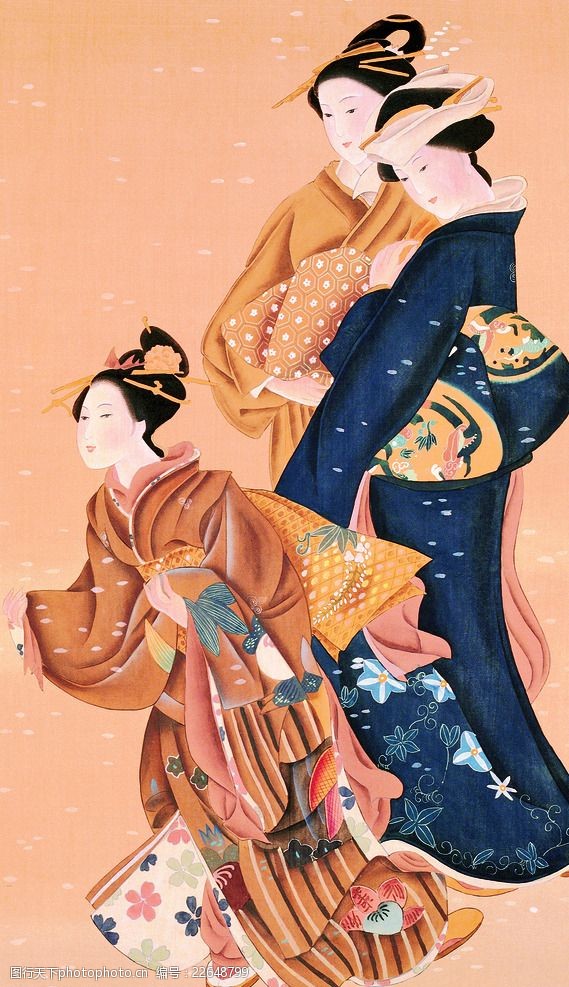 浮世绘美人图日本古代和服仕女艺伎
