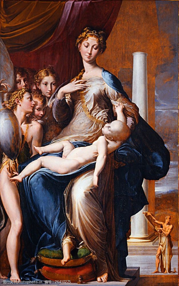 油画教堂圣母玛利亚图片