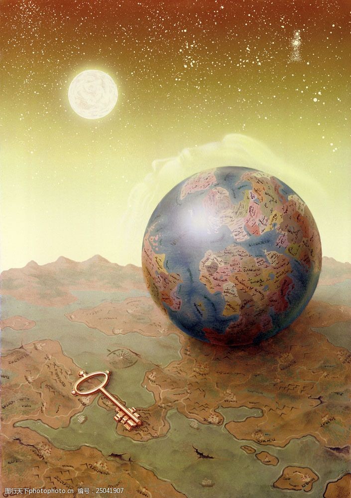 宝藏钥匙地图与地球宝藏图片