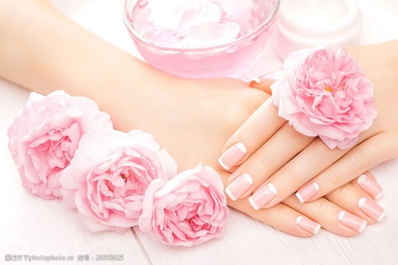 身体器官粉色花朵手部护理图片