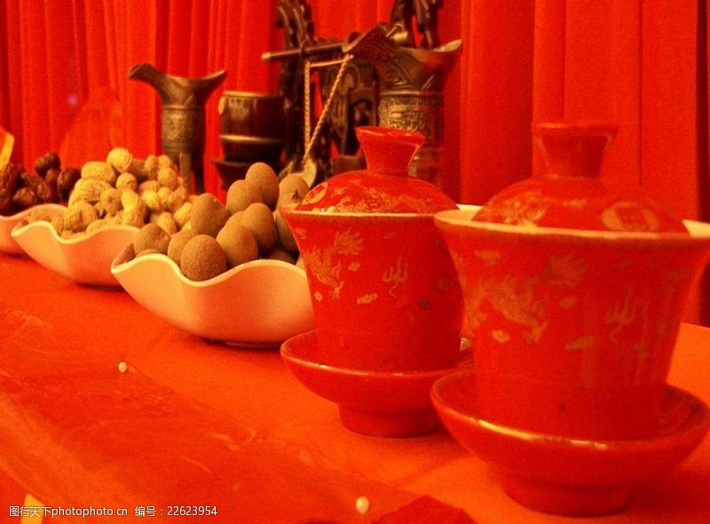 传统茶文化红色盖碗茶