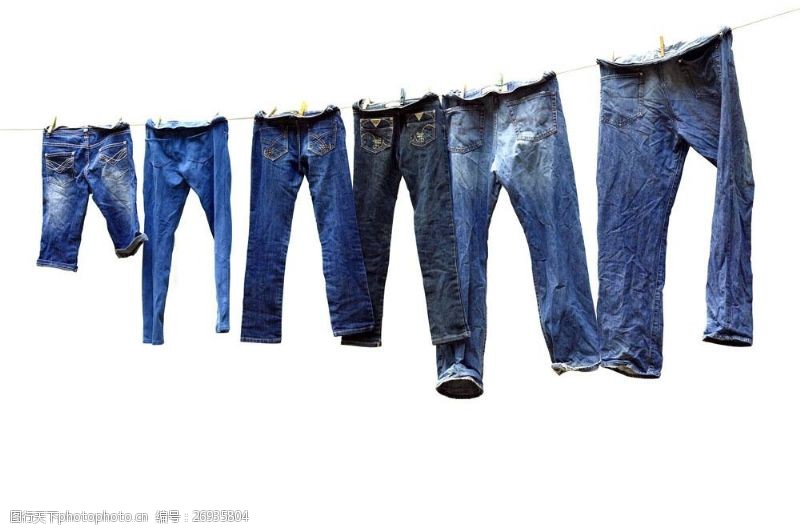 裤子晾晒的牛仔裤图片