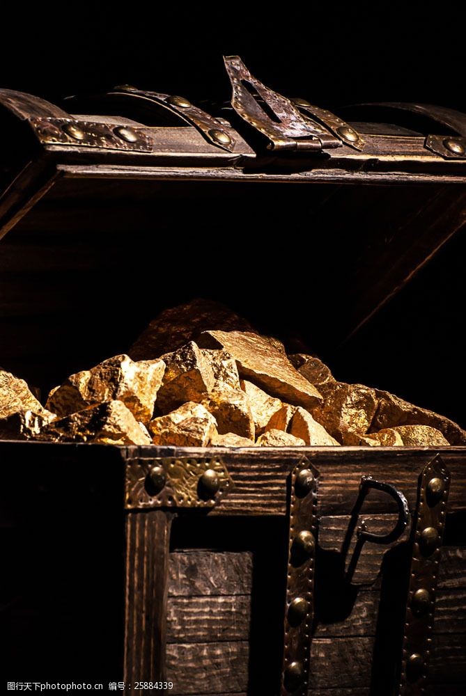 财宝箱宝箱里的黄金石头图片
