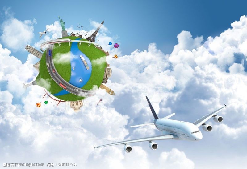 圆形斗兽场世界旅游景点与飞机图片
