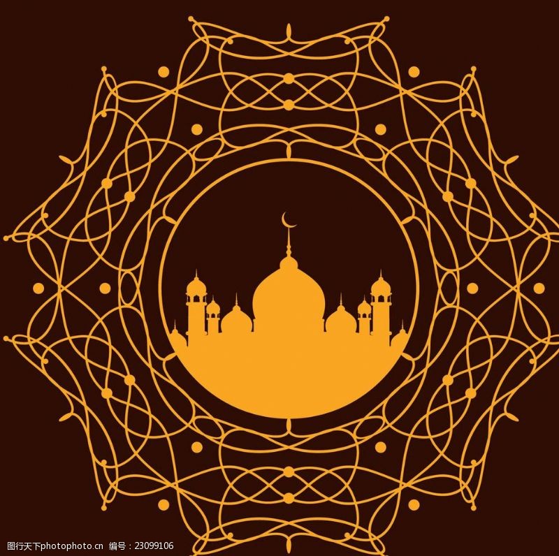 兰色背景橙色伊斯兰背景设计