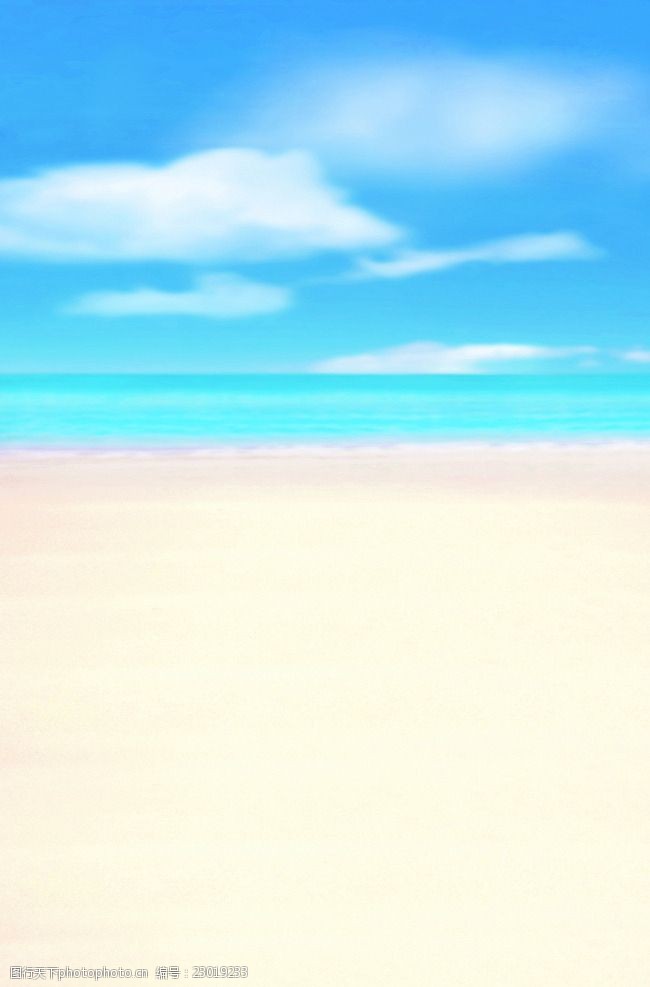 静谧清爽蓝天白云美丽的海边沙滩