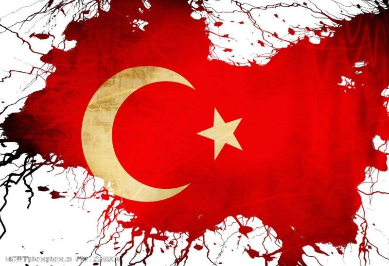 喷溅墨迹土耳其国旗墨迹喷溅图片