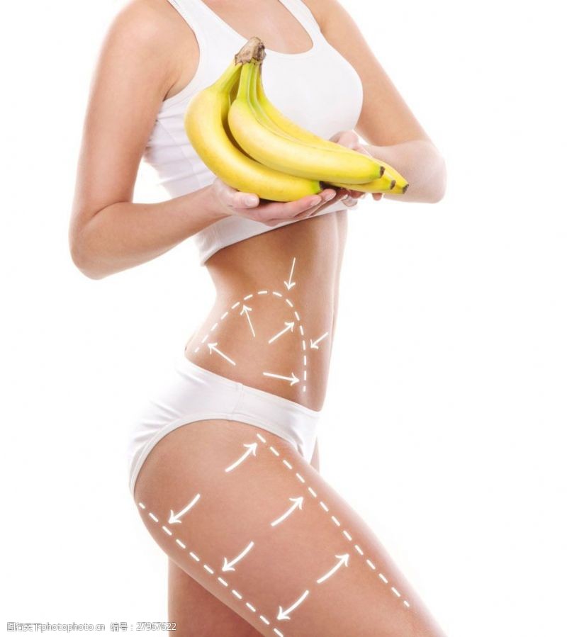 时尚的捧着香蕉的瘦身美女图片