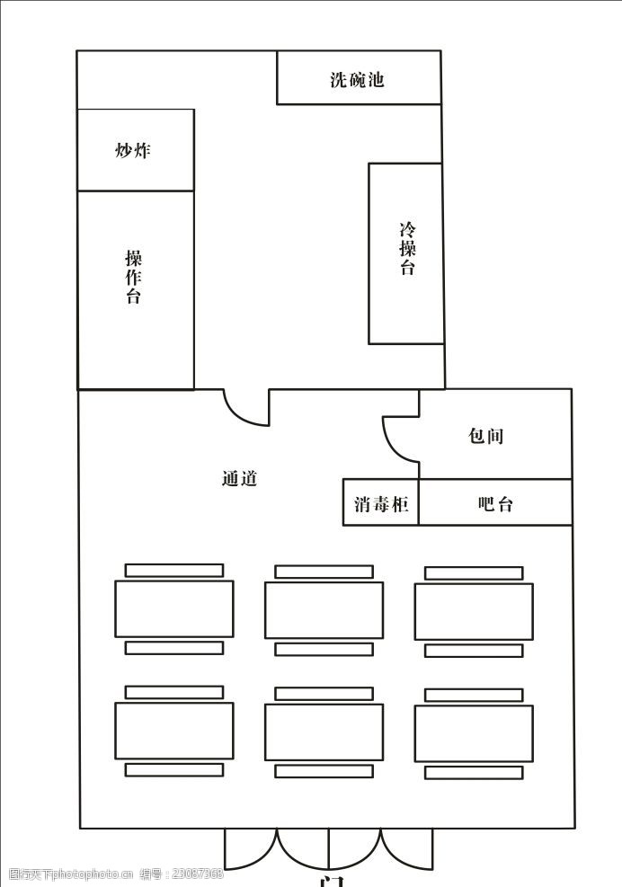 生门许可证餐厅饭店平面图