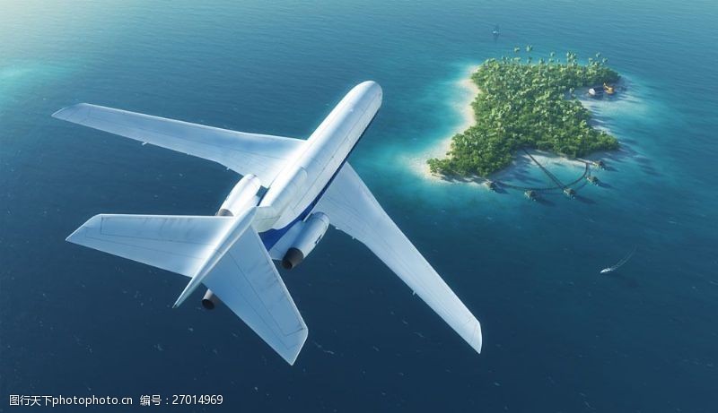 大海与小岛飞机与小岛风景图片