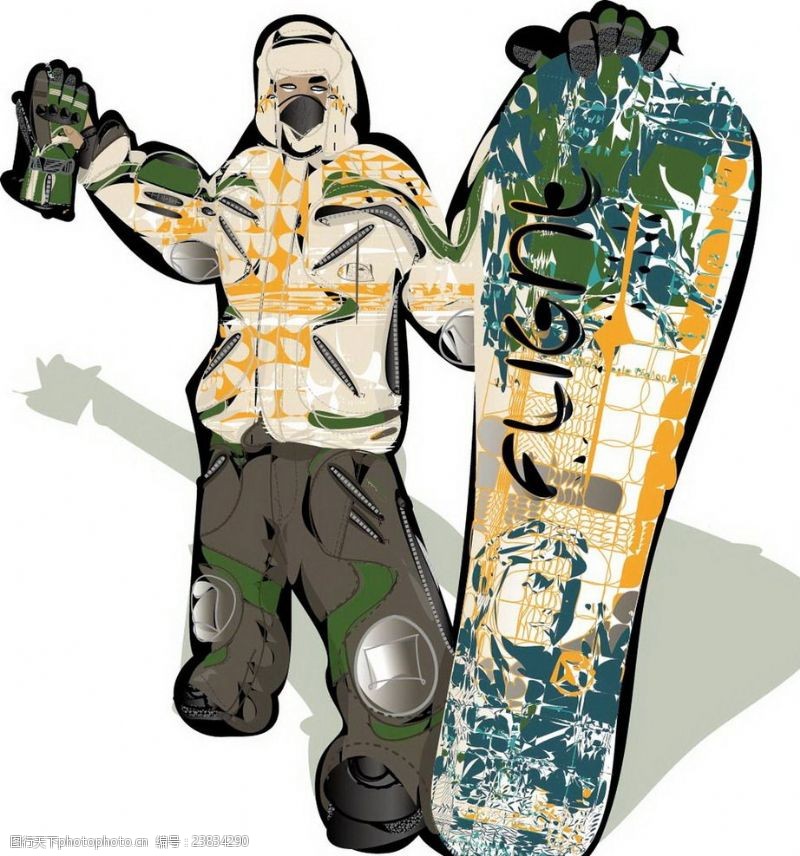 滑浪卡通滑板少年素材