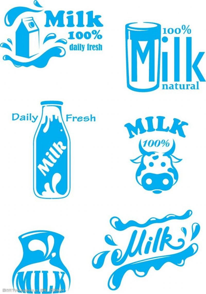 牛奶商标矢量素材牛奶蓝色标志图片