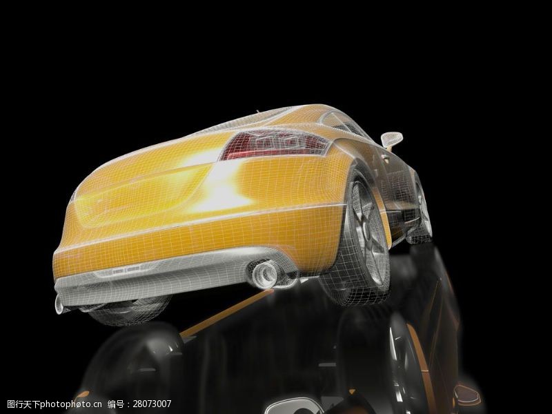 透视效果图3D汽车设计图车尾图片
