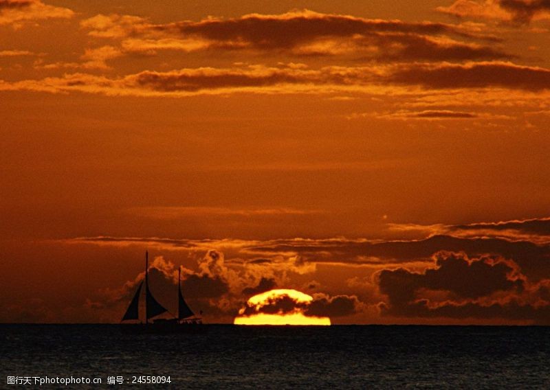 夏威夷美丽大海黄昏美景图片