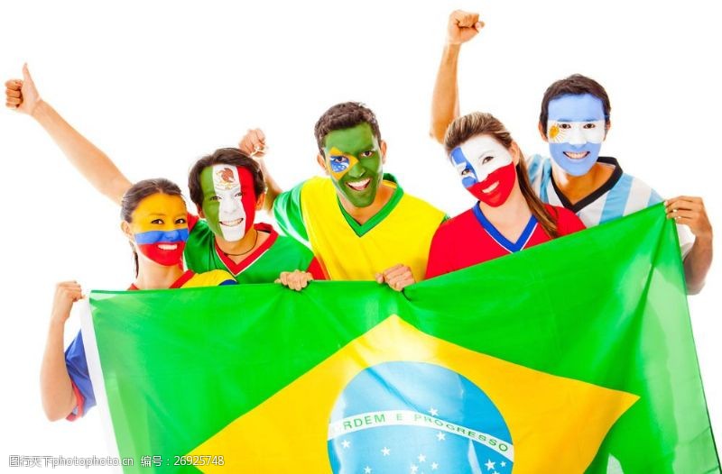 世界杯拿着彩旗的球迷图片