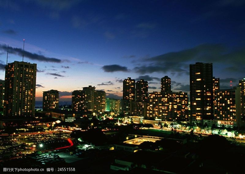 夏威夷城市夜景图片