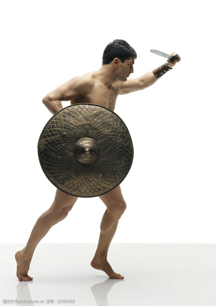 古代奥运会手拿盾牌宝剑的外国男性运动员图片