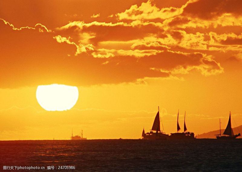 夏威夷夕阳日落图片