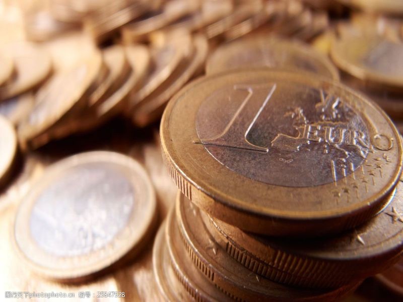 金融理财一元欧元硬币图图片