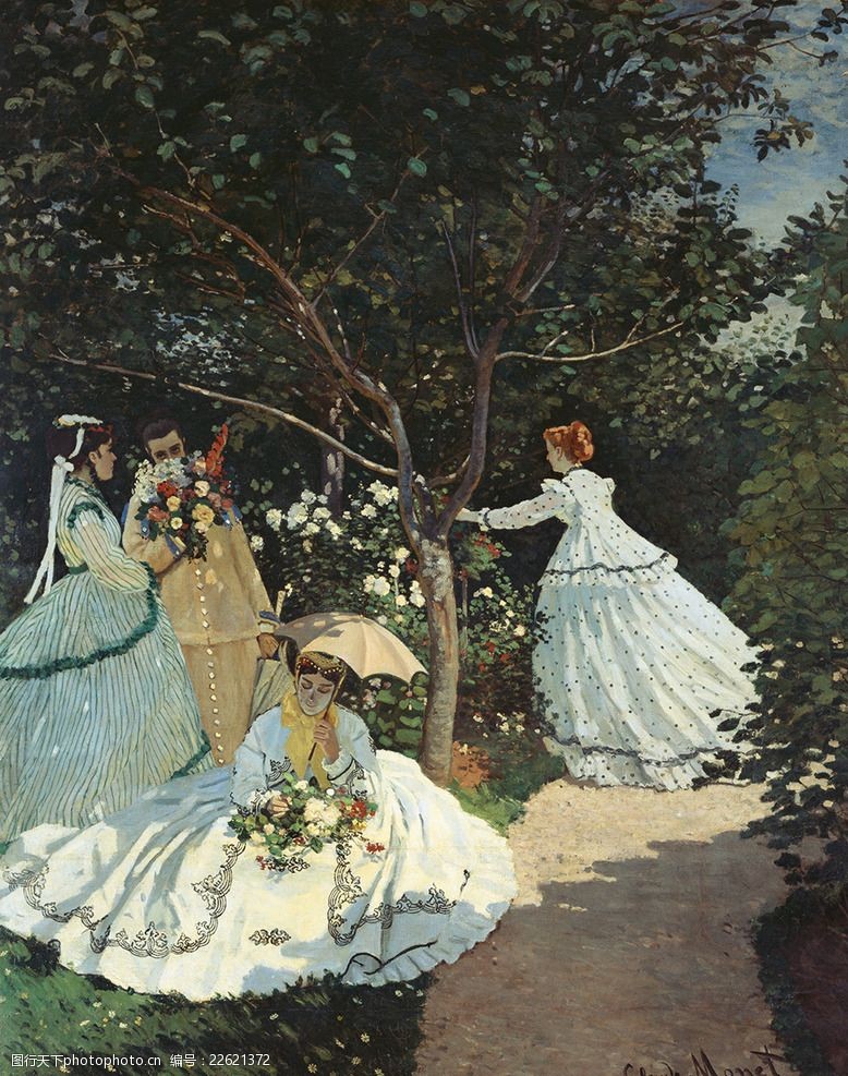 莫奈花园花园中的妇女们