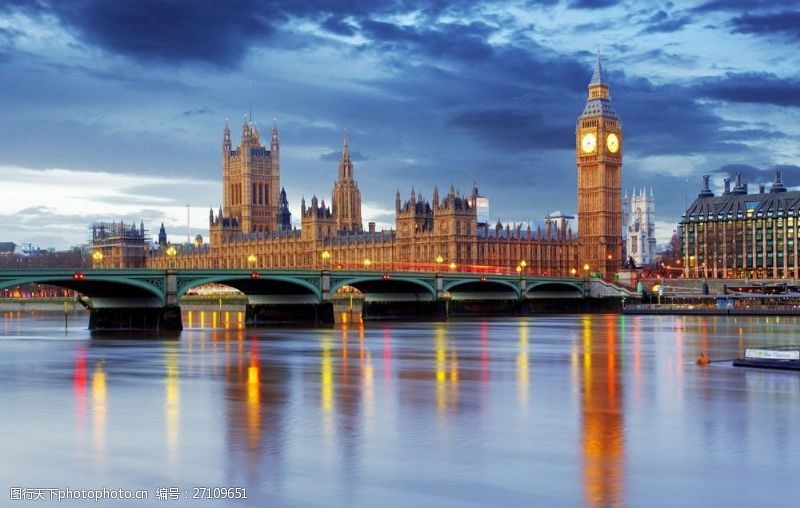 伦敦旅游景点伦敦大本钟风景图片