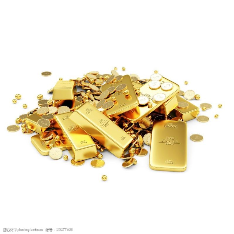 金融理财黄金金条金币图片