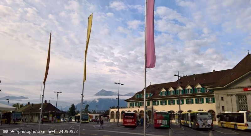 瑞士风光瑞士日内瓦火车站的清晨