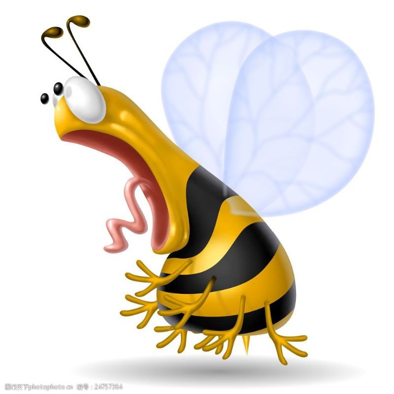 惊讶表情可爱的3D蜜蜂图片