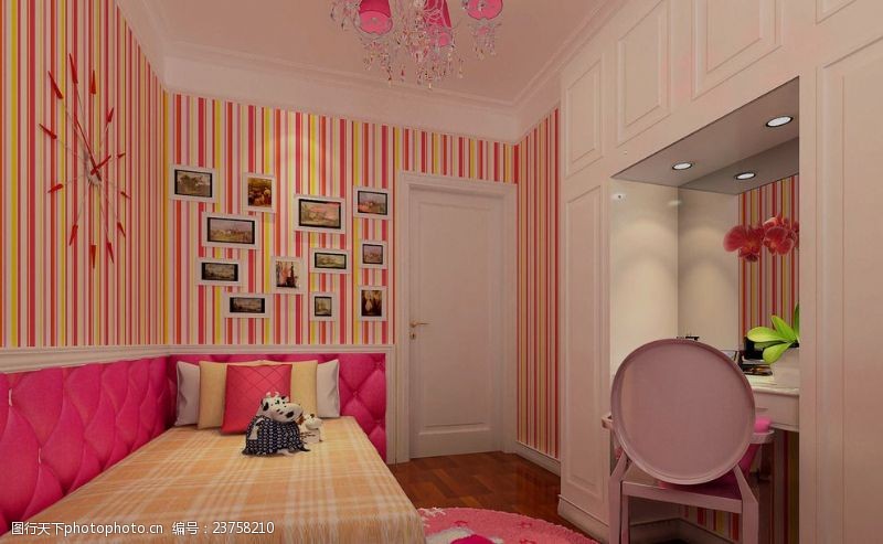 粉色房子女孩子房间公主卧室设计图