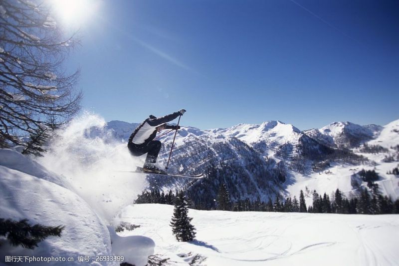 高山雪橇运动滑雪的外国男士图片
