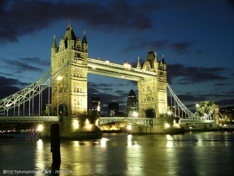 伦敦旅游景点伦敦塔桥夜景图片