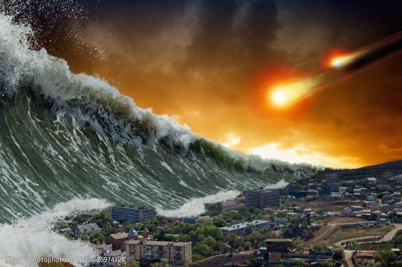 核爆炸城市海啸图片