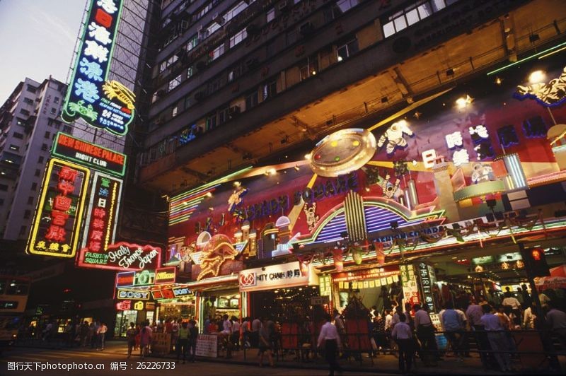 辉煌香港繁华街道风景图片