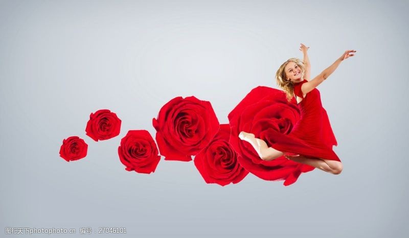 创意概念美女玫瑰花图片