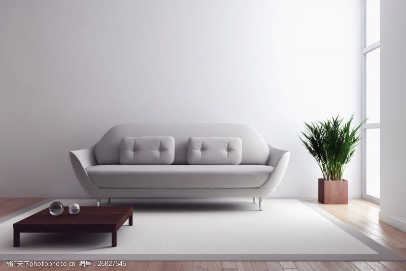 室内装潢设计灰色沙发茶几效果图图片