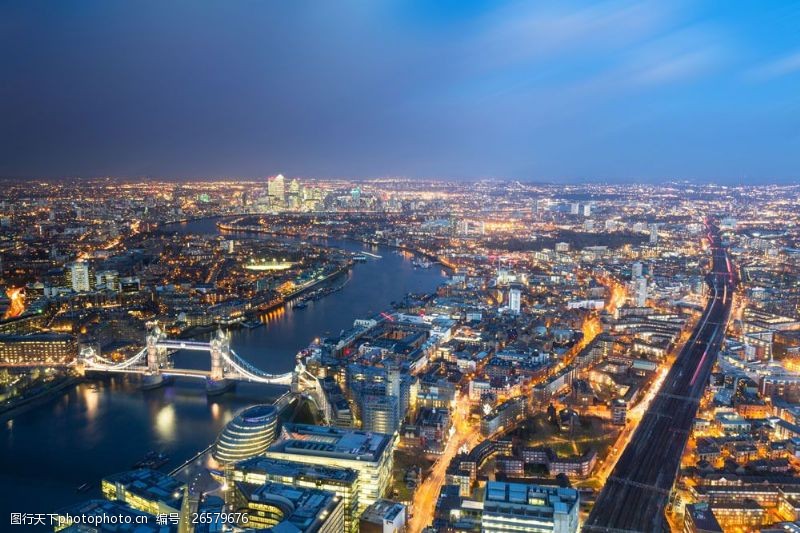 伦敦旅游景点美丽伦敦鸟瞰风景图片