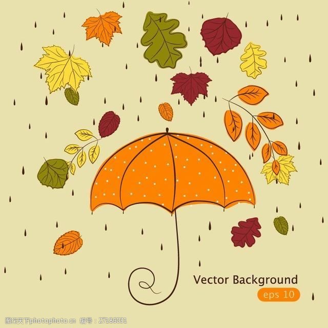自然景象时髦的手绘秋天的落叶雨